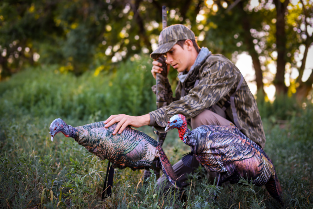 Pairing a younger-looking, less dominant decoy with a hen can quickly turn up the action, especially early season.
